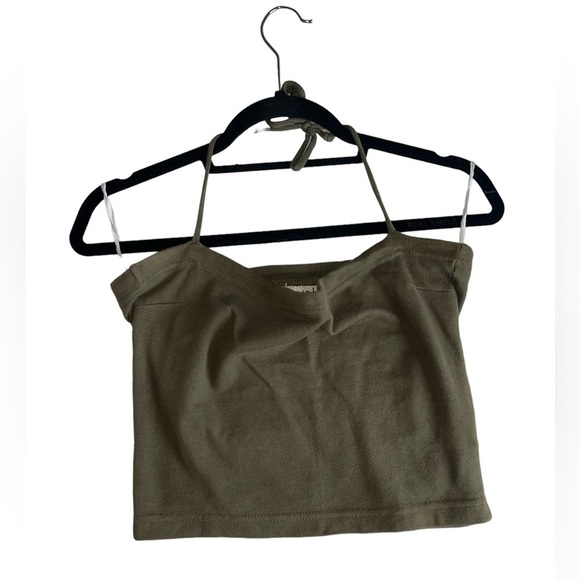 Vintage ENERGIE Y2K Women’s Crop Top Cowl Neck Halter Army GREEN size L - Picture 1 of 6